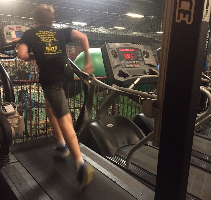 Man running in a gym