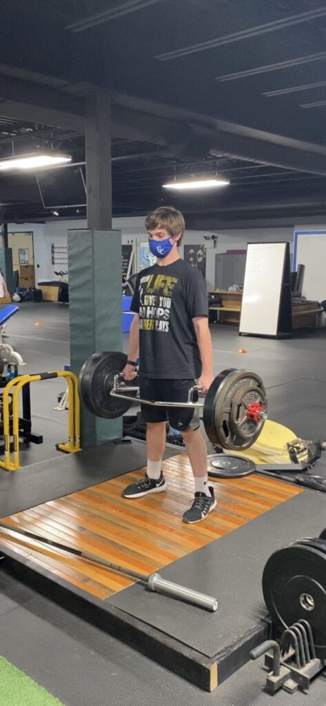 Hunter doing deadlifts