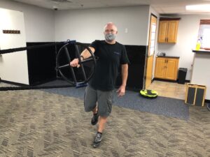 A man taking training.