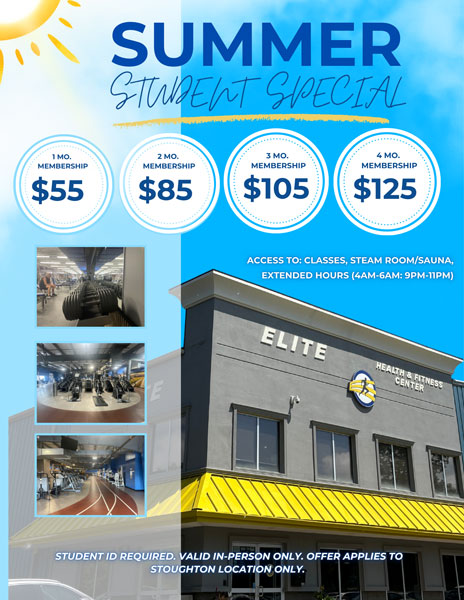 Student summer gym membership pricing offer